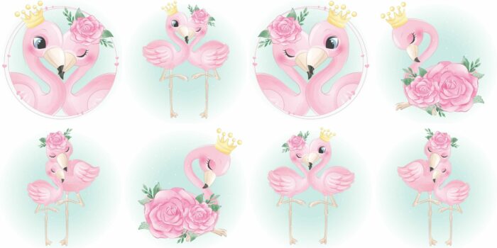 Panneau 8 lingettes lavables 12x12cm Flamant Rose