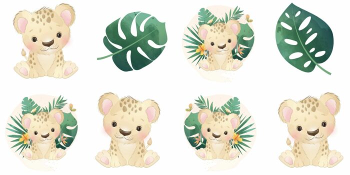 Panneau 8 lingettes lavables 12x12cm Monstera Lionceau