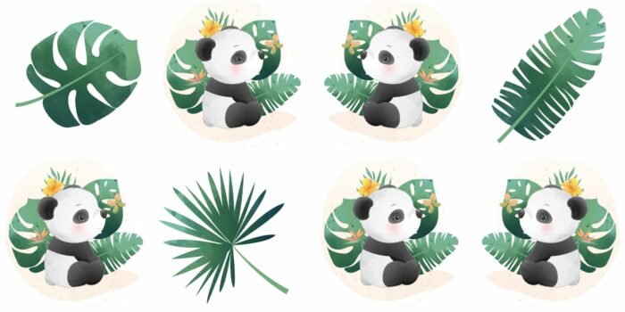 Panneau 8 lingettes lavables 12x12cm Monstera Panda
