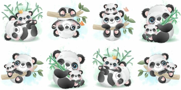 Panneau 8 lingettes lavables 12x12cm Panda Bébé