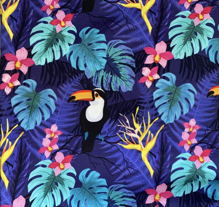 Serviette de table Toucan Fleurs Bleu