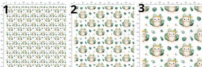 Tissu Exclusif Monstera Hibou, 3 tailles et 11 tissus au choix – Image 3