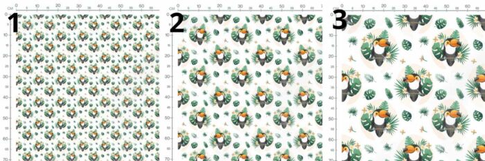 Tissu Exclusif Monstera Toucan, 3 tailles et 11 tissus au choix – Image 3