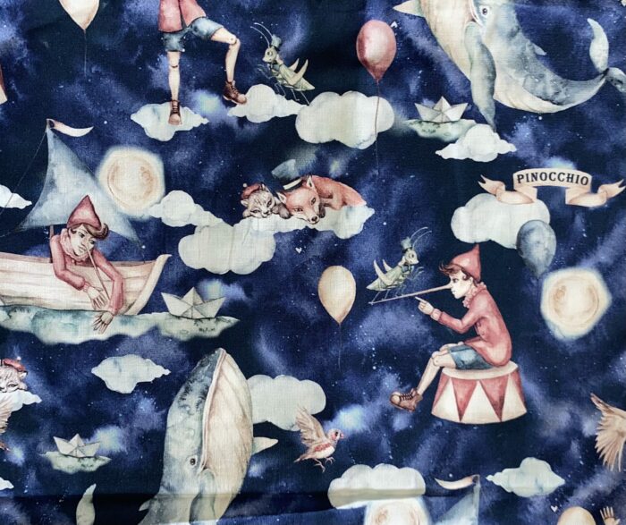Bavoir maternelle, serviette de cantine Pinocchio Bleu