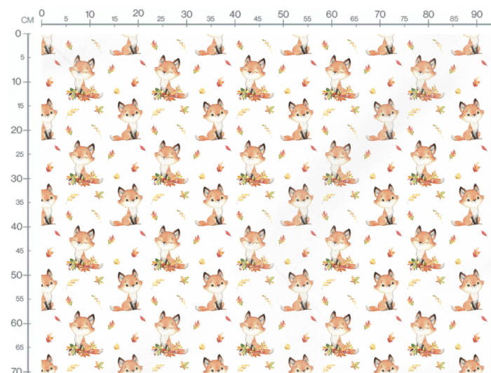 Tissu Exclusif Automne Renard Mignon Feuilles, 11 tissus au choix – Image 3
