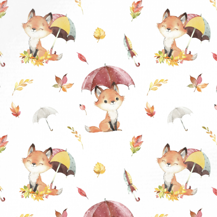 Tissu Exclusif Automne Renard Mignon Parapluie, 11 tissus au choix