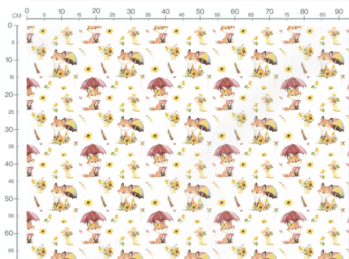 Tissu Imprimé Automne Renard Mignon Parapluie Tournesols, 11 tissus au choix – Image 3