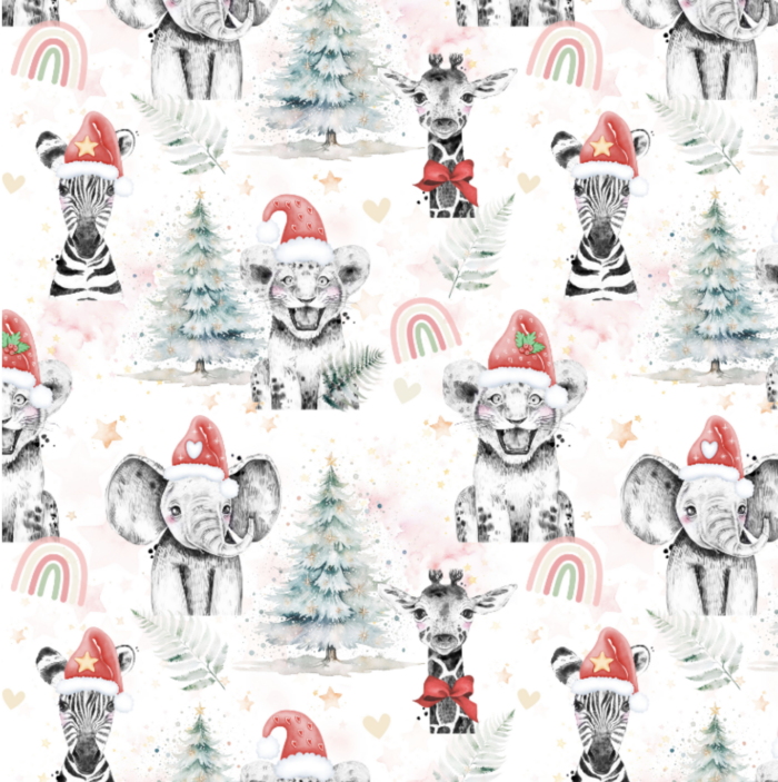Tissu Exclusif Noel Safari Animaux, 2 tailles et 11 tissus au choix
