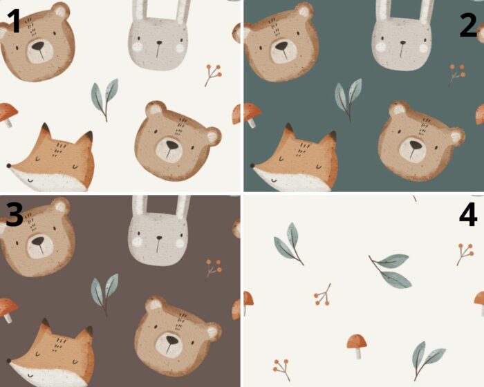 Tissu Imprimé Animaux Foret d'Automne, 4 coloris et 11 tissus au choix – Image 4