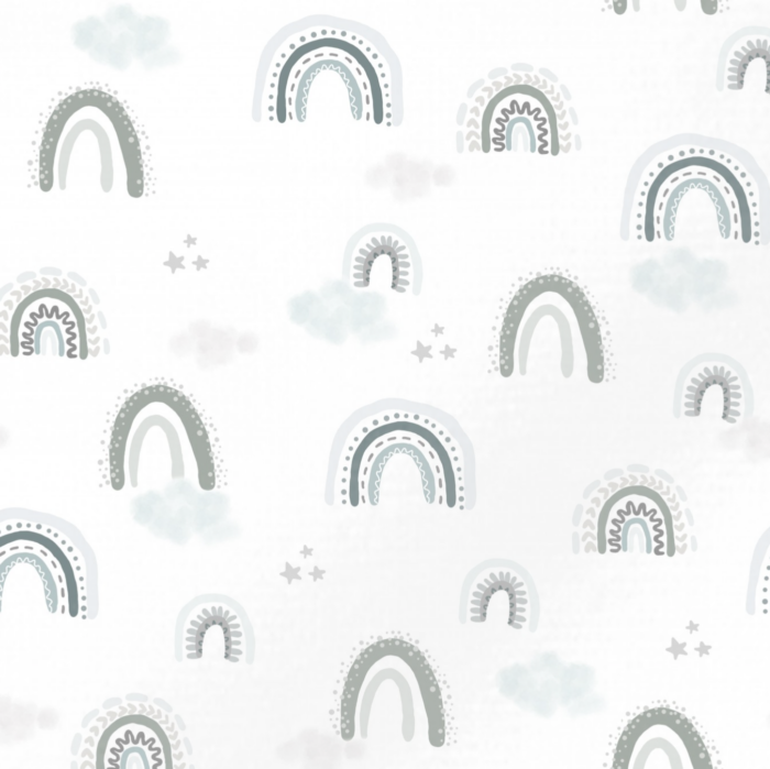Tissu Imprimé Arc-en-ciel Bleu Gris, 11 tissus au choix