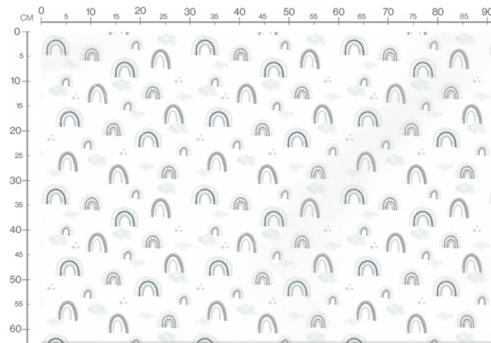 Tissu Imprimé Arc-en-ciel Bleu Gris, 11 tissus au choix – Image 3