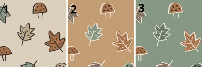 Tissu Imprimé Automne Feuilles Champignons, 3 coloris et 11 tissus au choix – Image 4