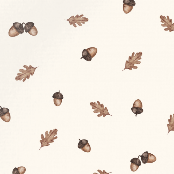 Tissu Imprimé Automne Gland Feuille Creme, 11 tissus au choix