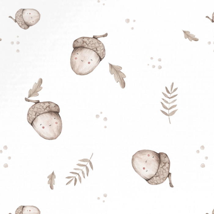 Tissu Imprimé Automne Gland Mignon, 11 tissus au choix