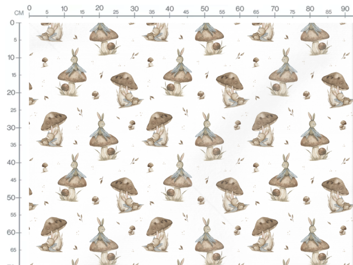 Tissu Imprimé Automne Lapin Champignon, 2 coloris et 11 tissus au choix – Image 2