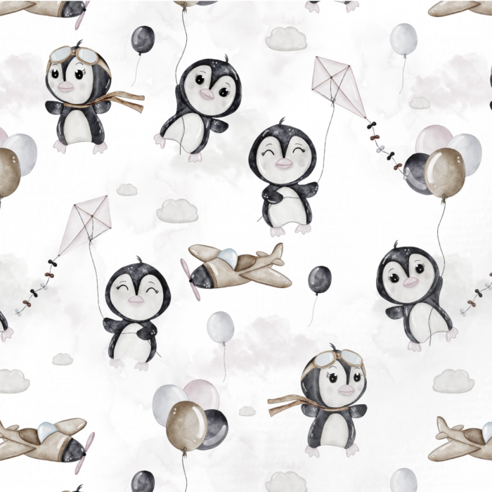 Tissu Imprimé Avion Pingouin Mignon, 11 tissus au choix