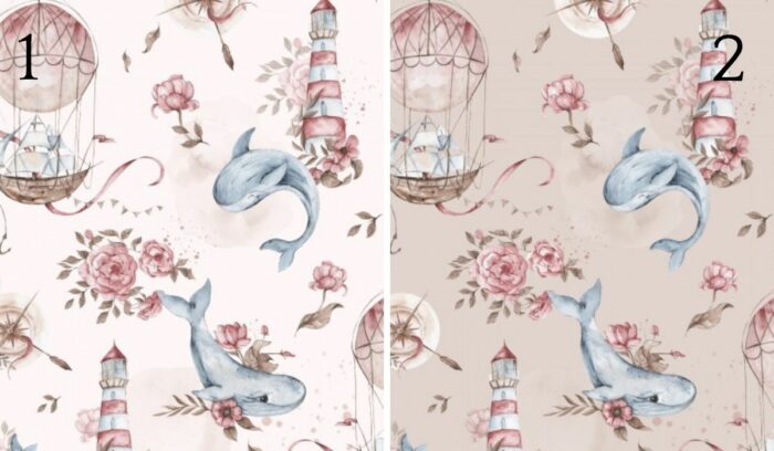 Tissu Imprimé Marin Baleine et Fleurs, 2 coloris et 11 tissus au choix – Image 4