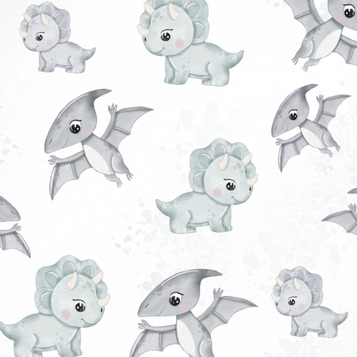 Tissu Imprimé Bebe Dino Pastel, 11 tissus au choix