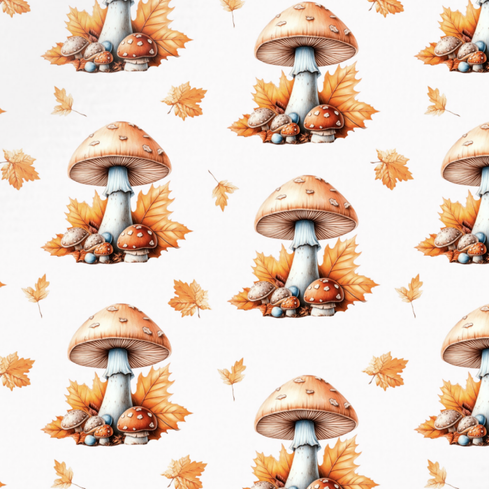 Tissu Imprimé Champignons d'Automne, 11 tissus au choix