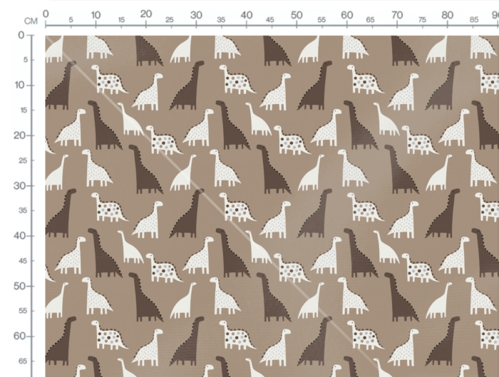 Tissu Imprimé Dinosaures Beige Marron, 11 tissus au choix – Image 3