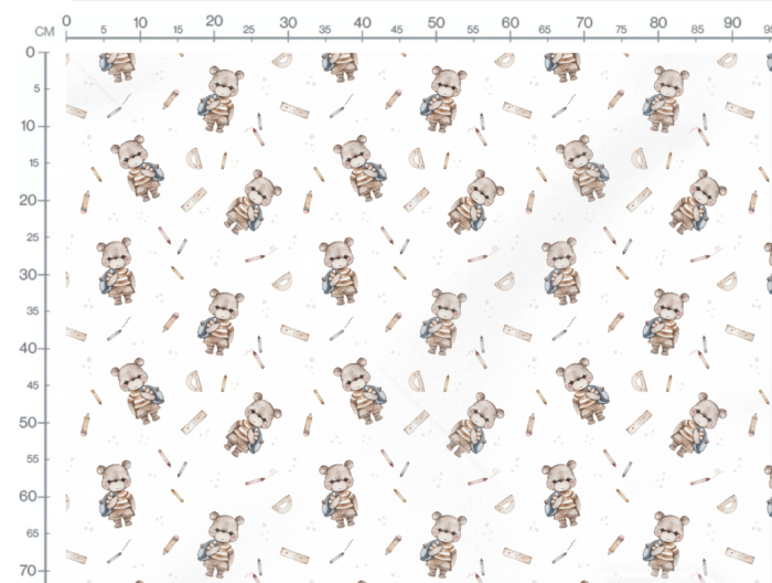 Tissu Imprimé Ecole Ourson Garcon, 2 coloris et 11 tissus au choix – Image 3