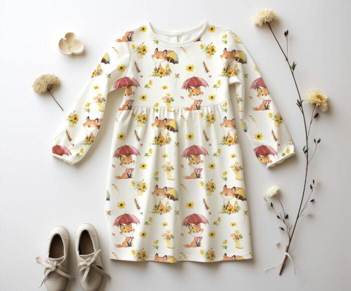 Tissu Imprimé Automne Renard Mignon Parapluie Tournesols, 11 tissus au choix – Image 4