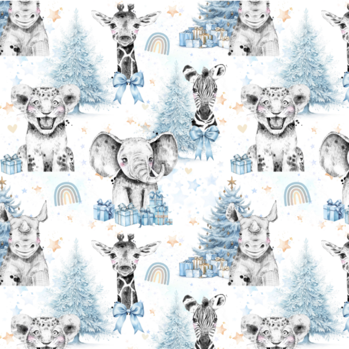Tissu Exclusif Noel Bleu Savane, 11 tissus au choix