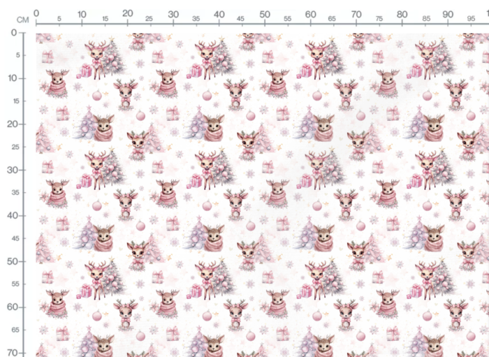 Tissu Exclusif Noel Rennes Roses, 2 coloris et 11 tissus au choix – Image 3
