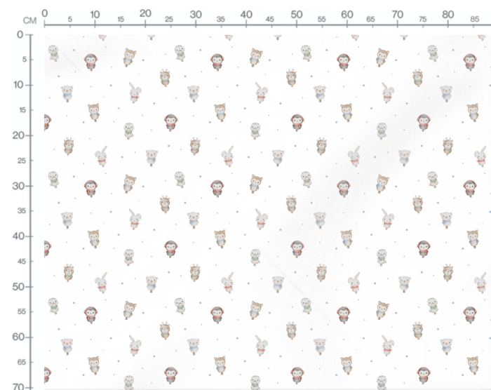 Tissu Imprimé Hiver Animaux Tout Mignons Blanc, 11 tissus au choix – Image 3