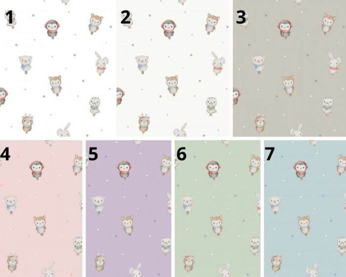 Tissu Imprimé Hiver Animaux Tout Mignons, 7 coloris et 11 tissus au choix – Image 4