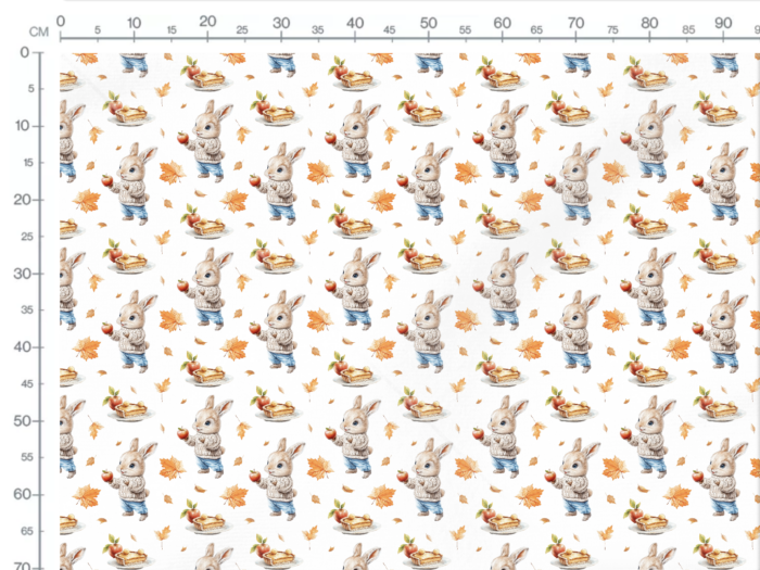 Tissu Imprimé Lapin Gourmand Automne, 11 tissus au choix – Image 3