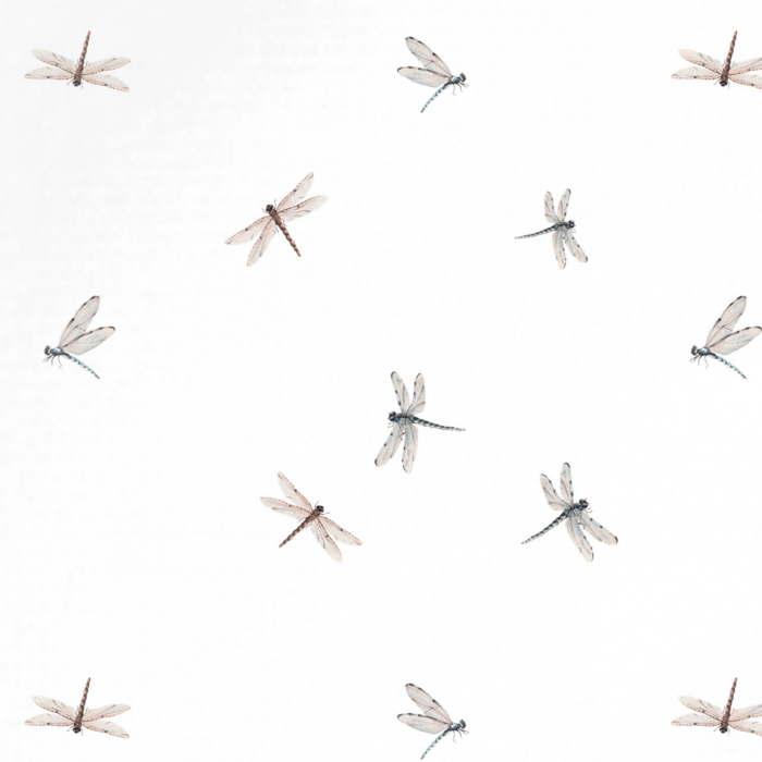 Tissu Imprimé Libellule Minimaliste Blanc, 11 tissus au choix