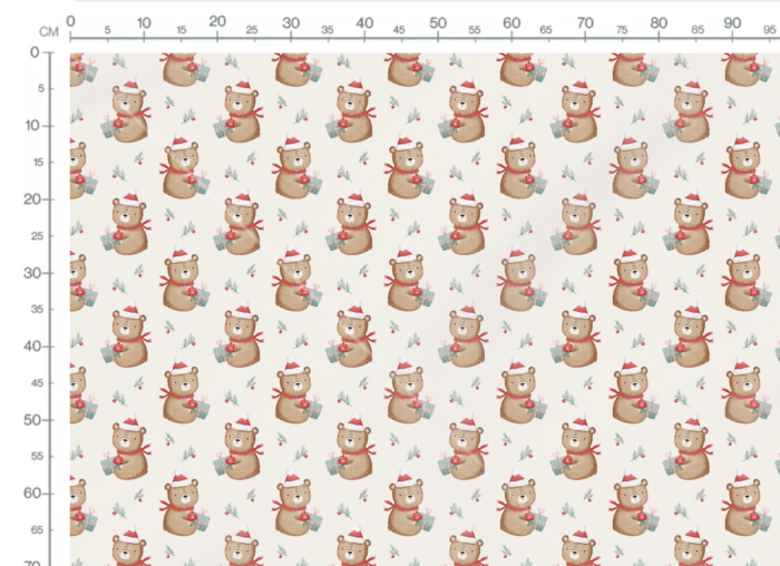 Tissu Imprimé Noel Ourson Cadeau, 4 coloris et 11 tissus au choix – Image 4