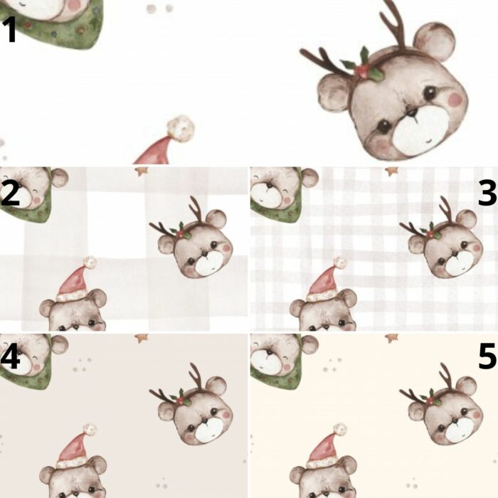 Tissu Imprimé Noel Ourson Mignon, 5 coloris et 11 tissus au choix – Image 4