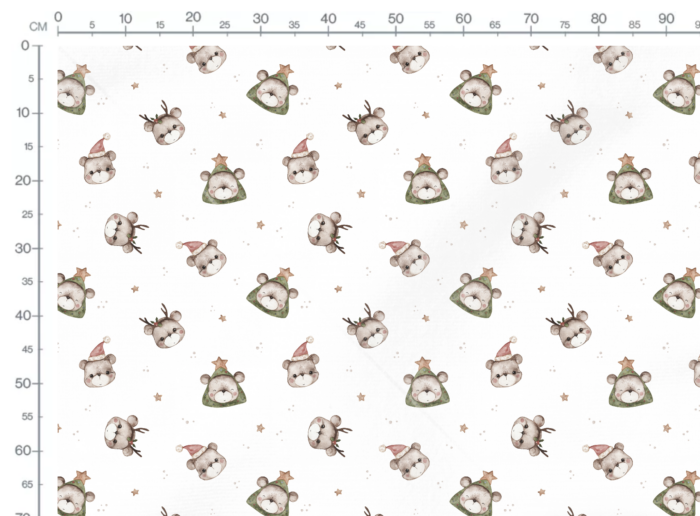 Tissu Imprimé Noel Ourson Mignon, 5 coloris et 11 tissus au choix – Image 2