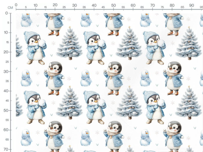 Tissu Imprimé Noel Pingouin Neige, 11 tissus au choix – Image 3