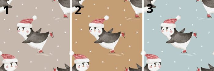 Tissu Imprimé Noel Pingouin Patins, 3 coloris et 11 tissus au choix – Image 4