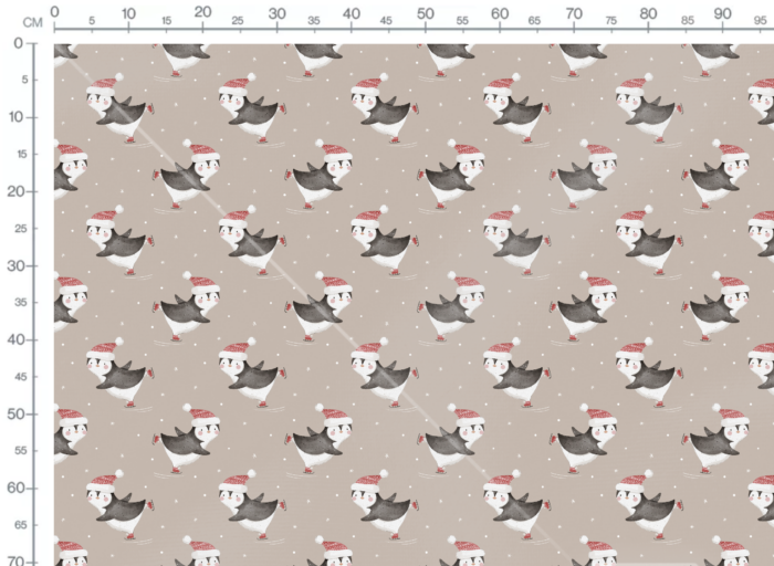 Tissu Imprimé Noel Pingouin Patins, 3 coloris et 11 tissus au choix – Image 3
