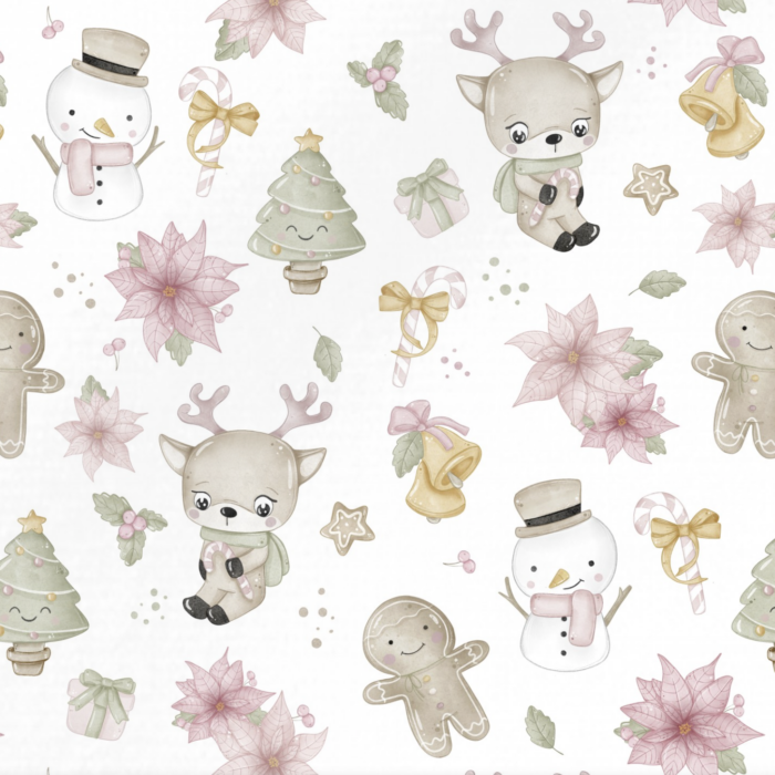Tissu Imprimé Noel Tout Mignon, 4 coloris et 11 tissus au choix