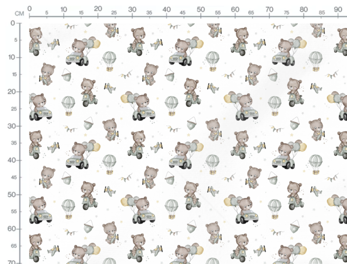 Tissu Imprimé Ourson Jouets Blanc, 11 tissus au choix – Image 2