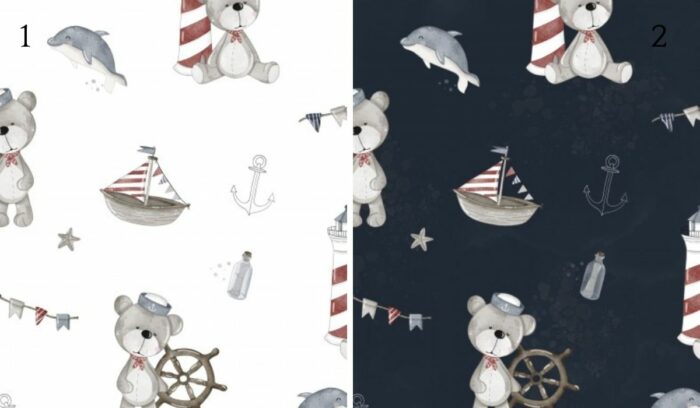 Tissu Imprimé Ourson Marin, 2 coloris et 11 tissus au choix – Image 4