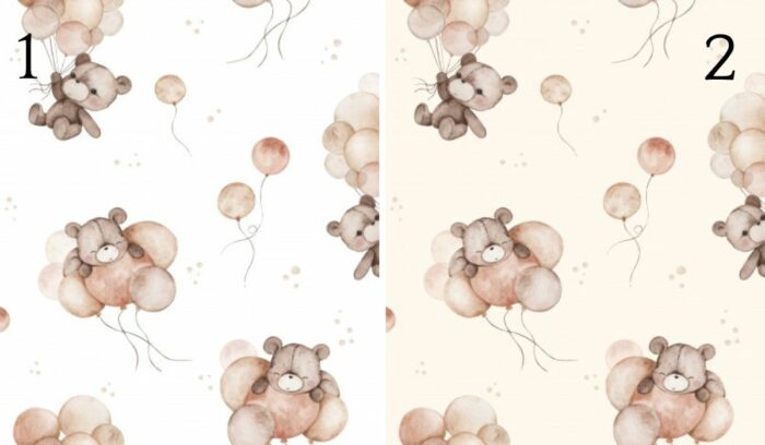 Tissu Imprimé Ourson Mignon et Ballons, 2 coloris et 11 tissus au choix – Image 3