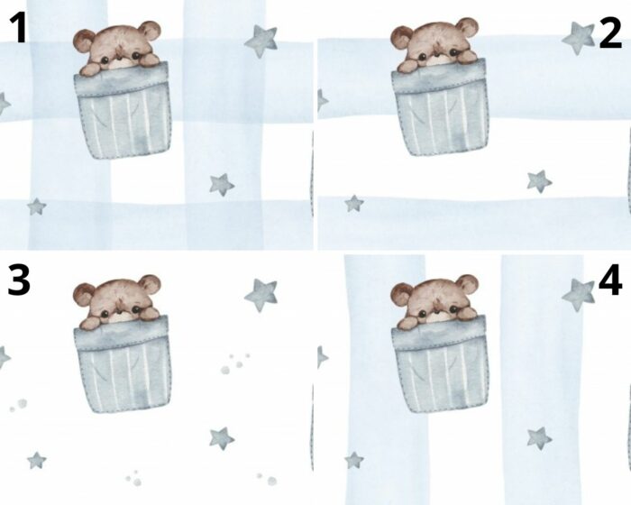 Tissu Imprimé Ourson Mignon Poche, 4 fonds et 11 tissus au choix – Image 4