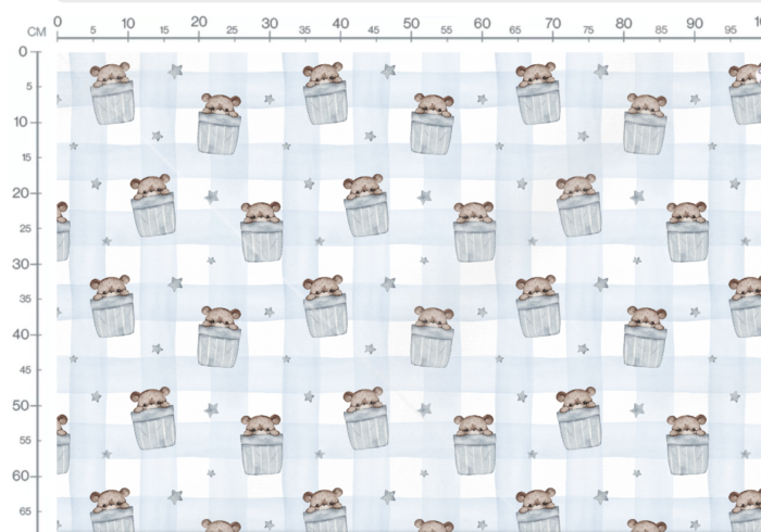 Tissu Imprimé Ourson Mignon Poche Vichy, 11 tissus au choix – Image 2