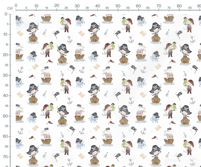 Tissu Imprimé Petits Pirates Blanc, 11 tissus au choix – Image 3