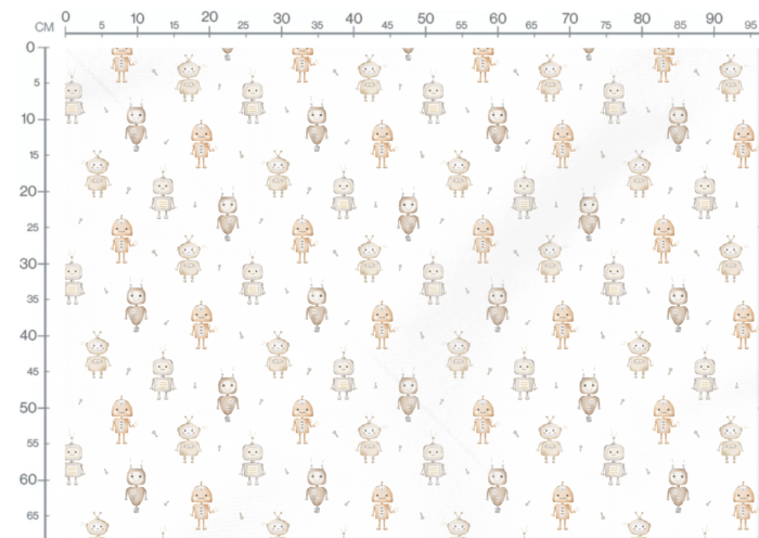 Tissu Imprimé Petits Robots Mignons, 3 coloris et 11 tissus au choix – Image 3