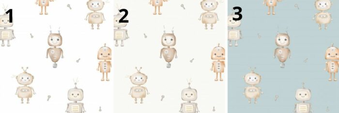 Tissu Imprimé Petits Robots Mignons, 3 coloris et 11 tissus au choix – Image 4