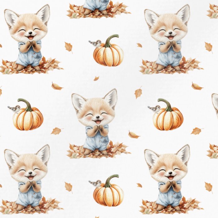 Tissu Imprimé Renard Automne Potiron, 11 tissus au choix
