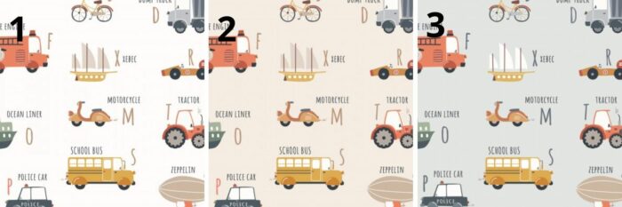 Tissu Imprimé Vehicules Alphabet, 3 coloris et 11 tissus au choix – Image 4