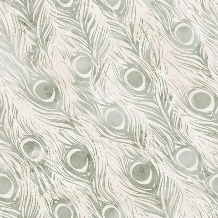 Tissu Imprimé Animal Paon Menthe Aquarelle, 11 tissus au choix